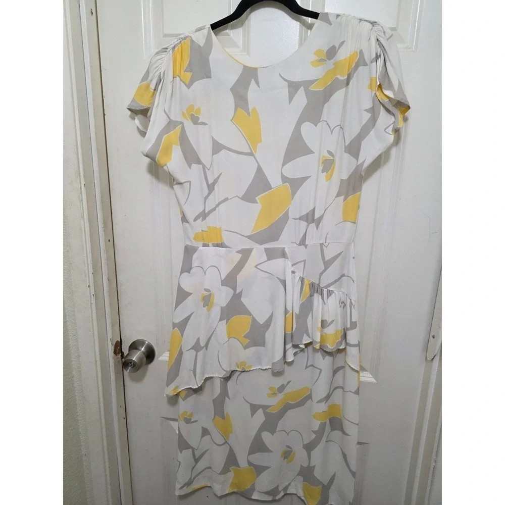 VTG Katie Women's 80S Y2K Floral Button-Down Back‎ Midi Dress Ruffle Hem Size 10